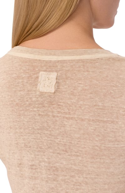 Льняная футболка 120% LINO бежевого цвета по цене 21250 руб., арт. 33ALIW7761/000B568, фото 5 Льняная футболка 120% LINO, арт. 33ALIW7761/000B568, фото 5