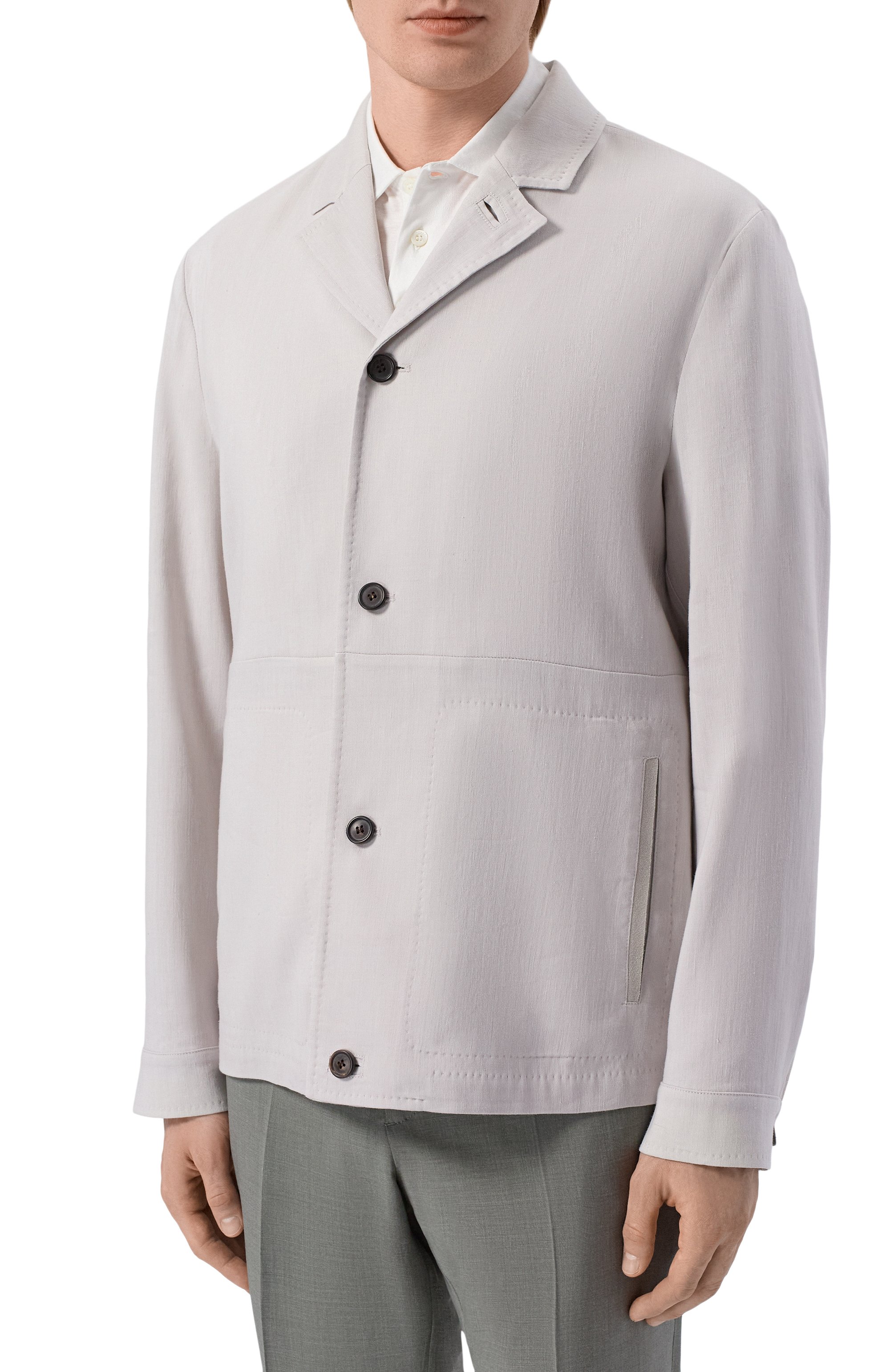 Куртка-рубашка изо льна и шерсти CORNELIANI светло-серого цвета по цене 118000 руб., арт. 27LI53/2718468, фото 3 Куртка-рубашка изо льна и шерсти CORNELIANI, арт. 27LI53/2718468, фото 3