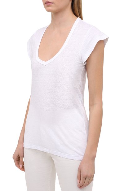 Льняная футболка ISABEL MARANT ETOILE белого цвета по цене 16150 руб., арт. TS0694-00M004E/ZANK0U, фото 3 Льняная футболка ISABEL MARANT ETOILE, арт. TS0694-00M004E/ZANK0U, фото 3