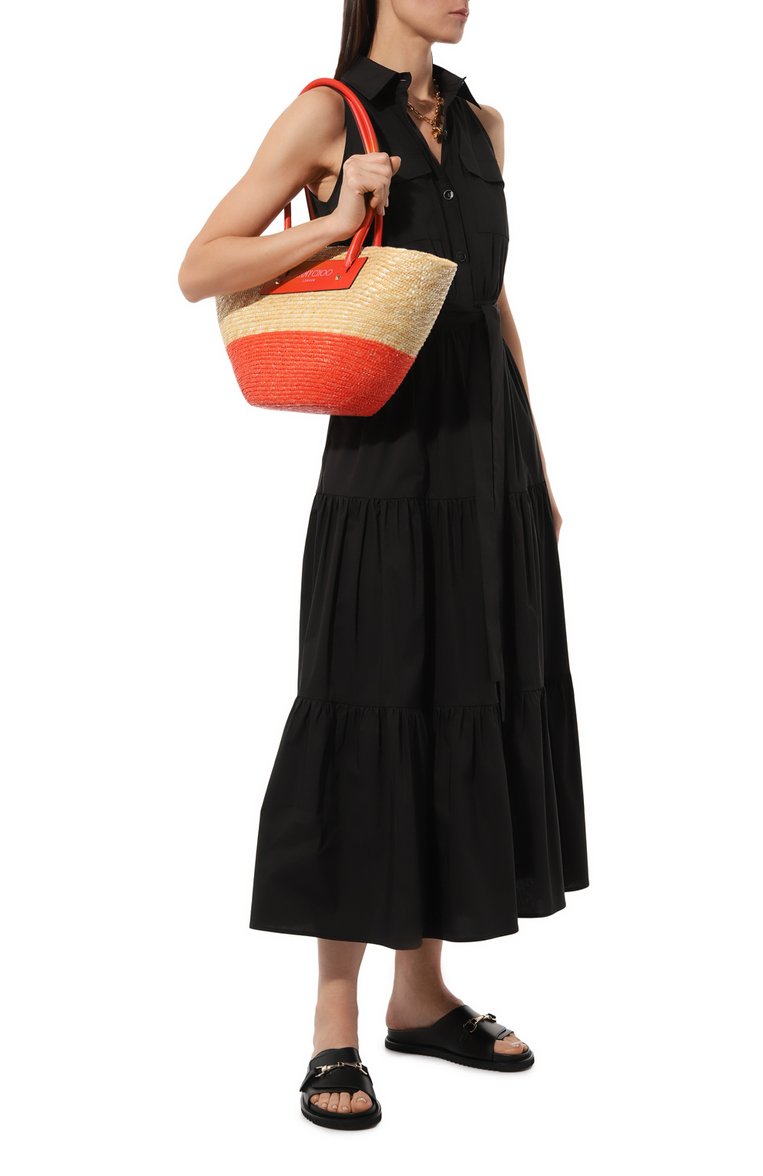 Женская сумка-тоут JIMMY CHOO красного цвета, арт. BEACH BASKET T0TE/M | Фото 7 (Размер: large; Материал: Рафия)