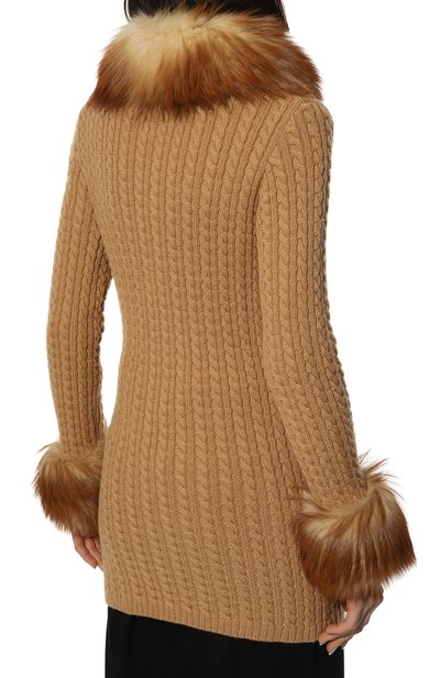 Кардиган с отделкой из меха лисицы SAINT LAURENT, арт. 663425/Y75DJ, фото 4