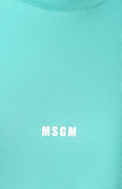 Хлопковая футболка MSGM светло-зеленого цвета по цене 9350 руб., арт. 2841MDM225 207298, фото 5 Хлопковая футболка MSGM, арт. 2841MDM225 207298, фото 5