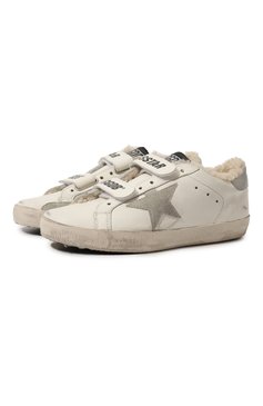 Детские кожа�ные кеды superstar GOLDEN GOOSE DELUXE BRAND белого цвета, арт. GYF00111.F002827 | Фото 1 (Материал утеплителя: Натуральный мех; Девочки Кросс-КТ: Обувь-низкие; Материал внутренний: Натуральная кожа; Материал сплава: Проставлено; Нос: Не проставлено)