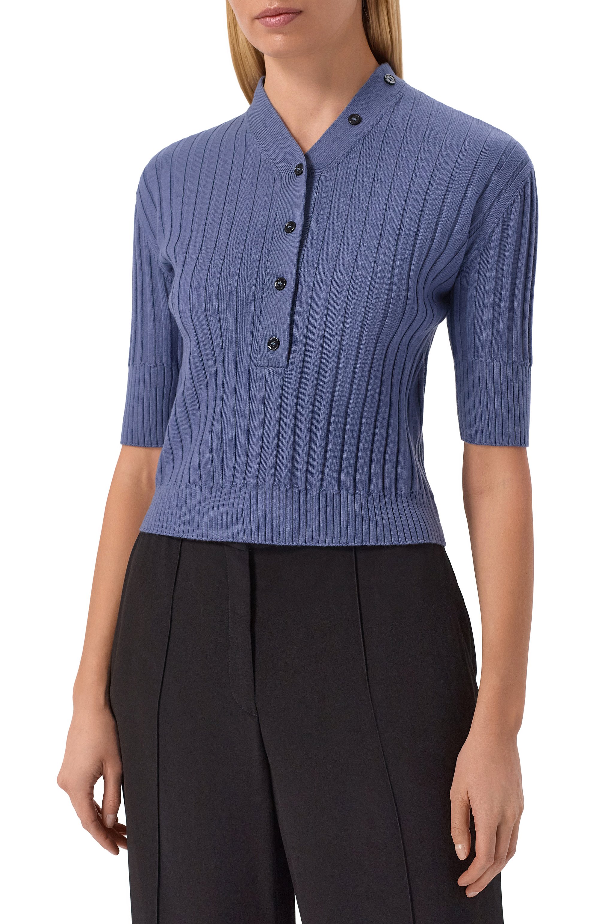 Шерстяной пуловер IRO синего цвета по цене 42400 руб., арт. WP12LUNEA, фото 3 Шерстяной пуловер IRO, арт. WP12LUNEA, фото 3