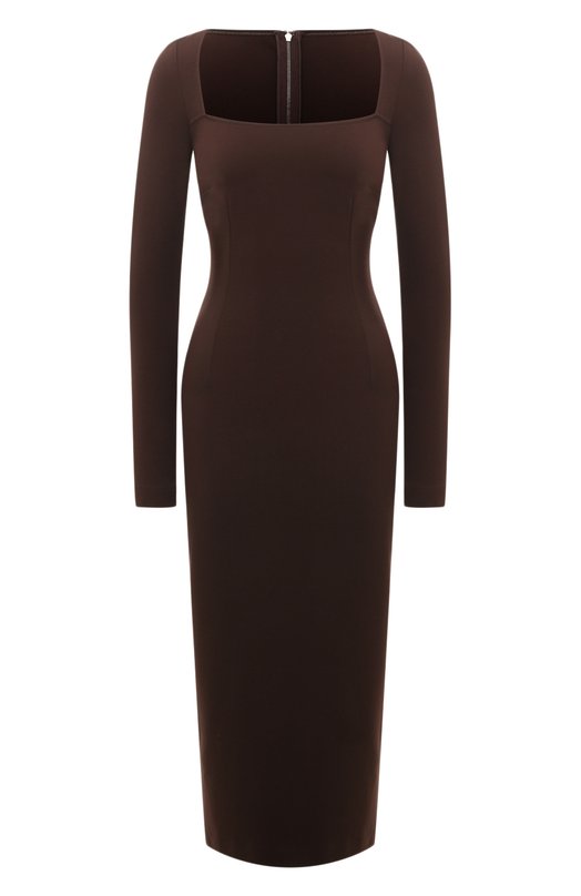 Платье из вискозы Dolce & Gabbana F6CNYT/FUGRE Коричневый F6CNYT/FUGRE