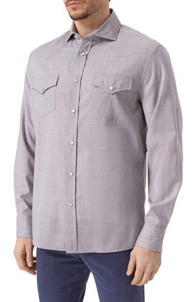 Шерстяная рубашка BRUNELLO CUCINELLI, арт. MM6704008, фото 3