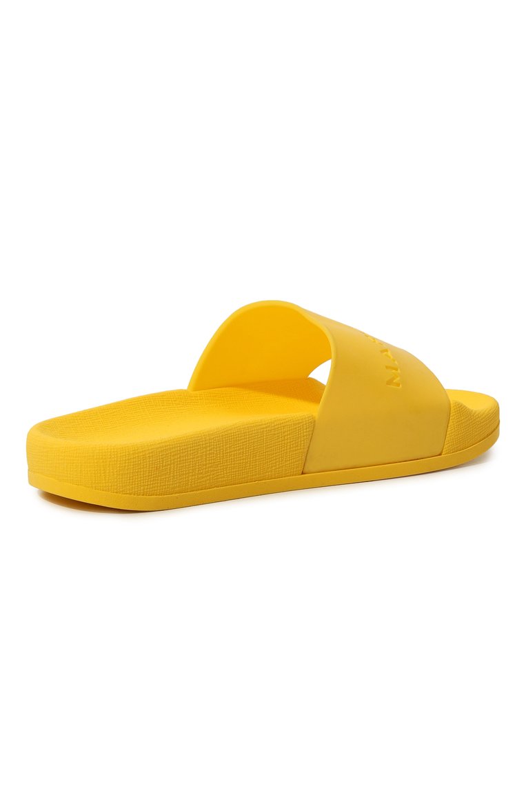 Детский шлепанцы MARC JACOBS (THE) желтого цвета, арт. W60130/27-35 | Фото 3 (Нос: Не проставлено; Материал внешний: Экокожа; Материал внутренний: Текстиль; Автоматизация состава: Проставлено)