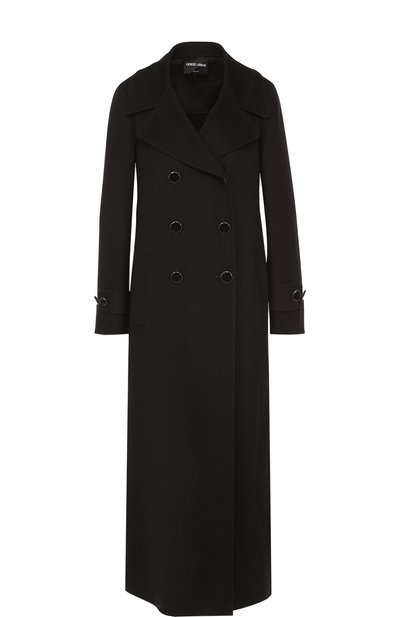 Удлиненное двубортное пальто GIORGIO ARMANI черного цвета по цене 391000 руб., арт. ZAL06T/ZA116, фото 1 Удлиненное двубортное пальто GIORGIO ARMANI, арт. ZAL06T/ZA116, фото 1