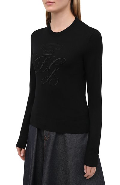 Шерстяной пуловер DOLCE & GABBANA черного цвета по цене 98500 руб., арт. FX200Z/JAVZR, фото 3 Шерстяной пуловер DOLCE & GABBANA, арт. FX200Z/JAVZR, фото 3