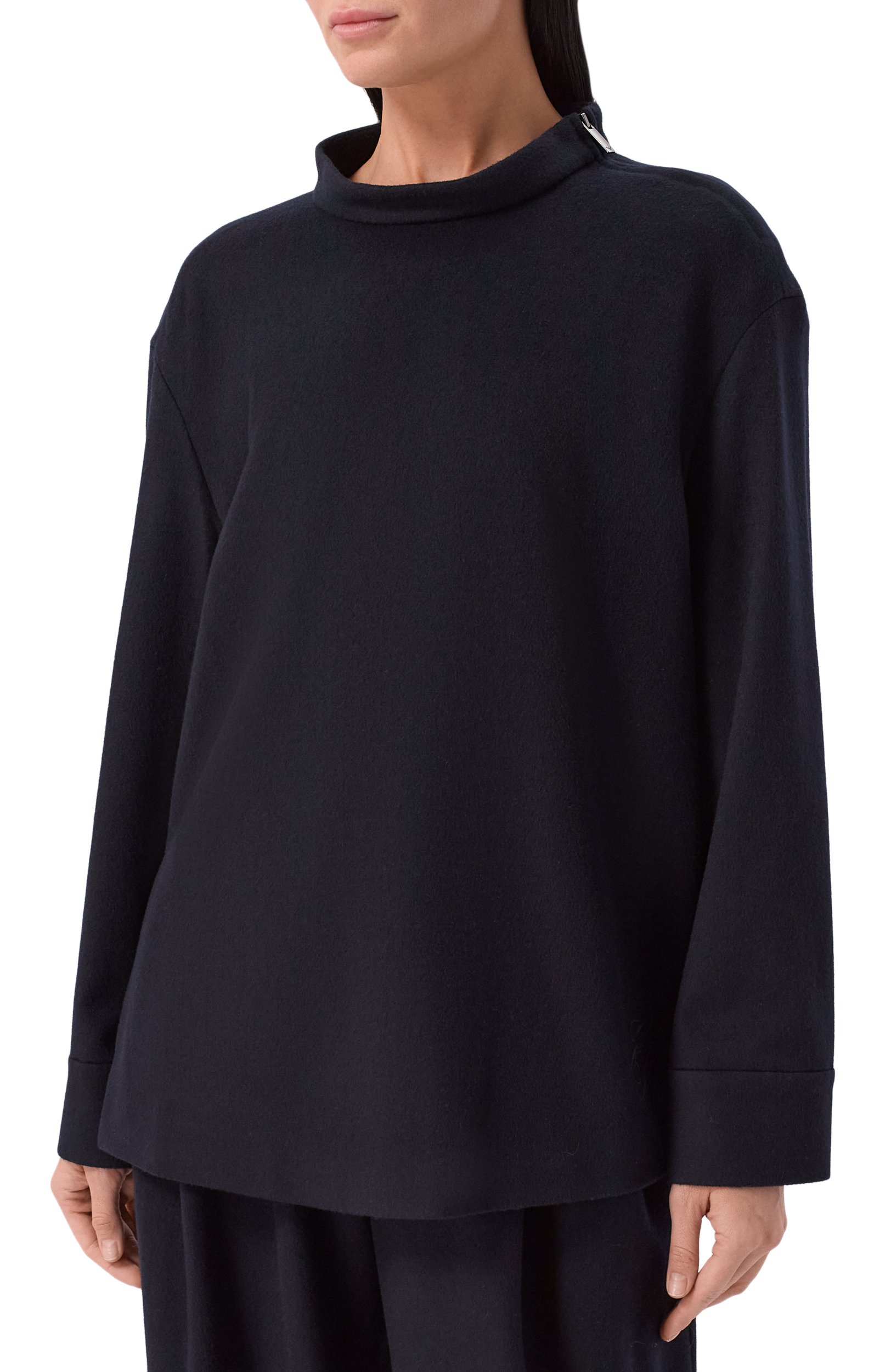Топ из шерсти и кашемира EMPORIO ARMANI темно-синего цвета по цене 69450 руб., арт. EW004238/AF24421, фото 3 Топ из шерсти и кашемира EMPORIO ARMANI, арт. EW004238/AF24421, фото 3