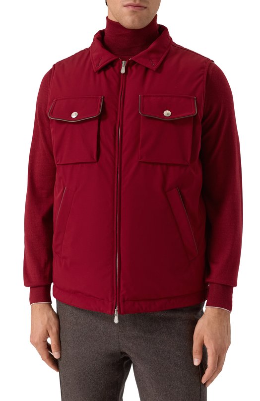 Пуховый жилет с отделкой из овчины Brunello Cucinelli MV4061646 Красный  MV4061646 Фото 6