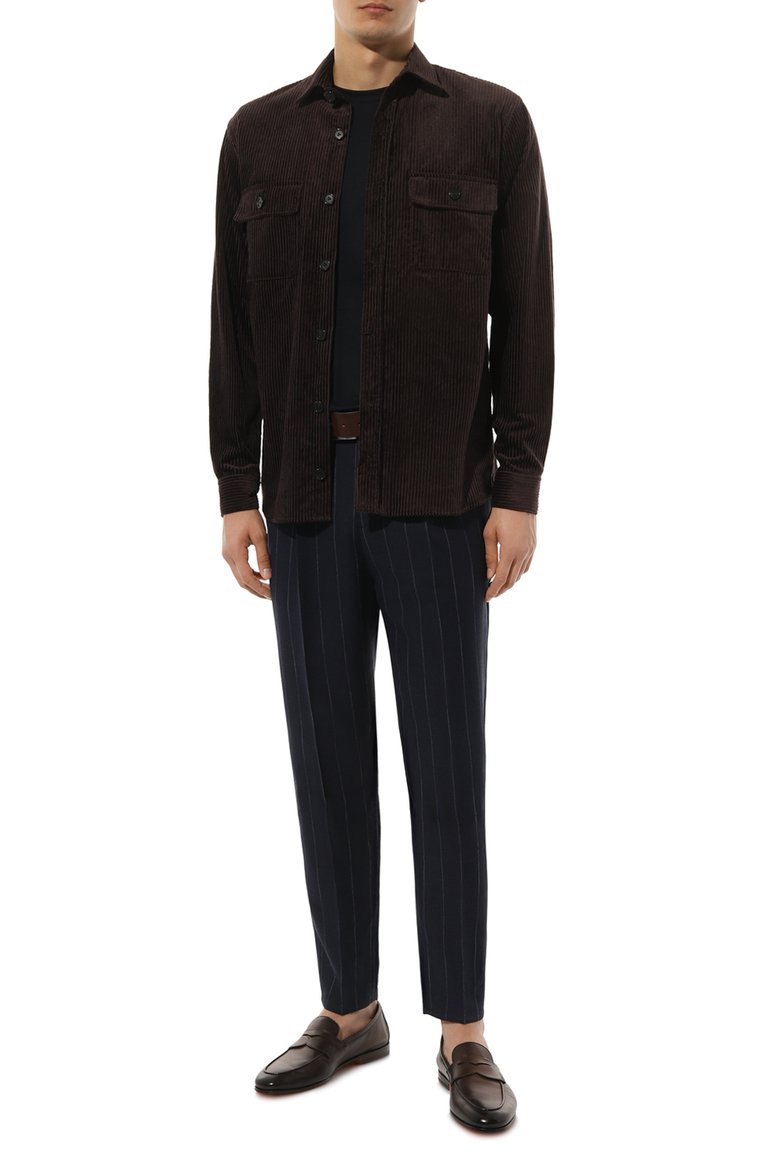 Мужская хлопковая футболка GIORGIO ARMANI темно-синего цвета, арт. 6LSM90/SJTKZ | Фото 2 (Длина (для топов): Стандартные; Драгоценные камни: Проставлено; Материал сплава: Проставлено; Материал внешний: Хлопок; Рукава: Короткие; Стили: Кэжуэл; Принт: Без принта; Мужское Кросс-КТ: Футболка-одежда; Кросс-КТ: Джерси)