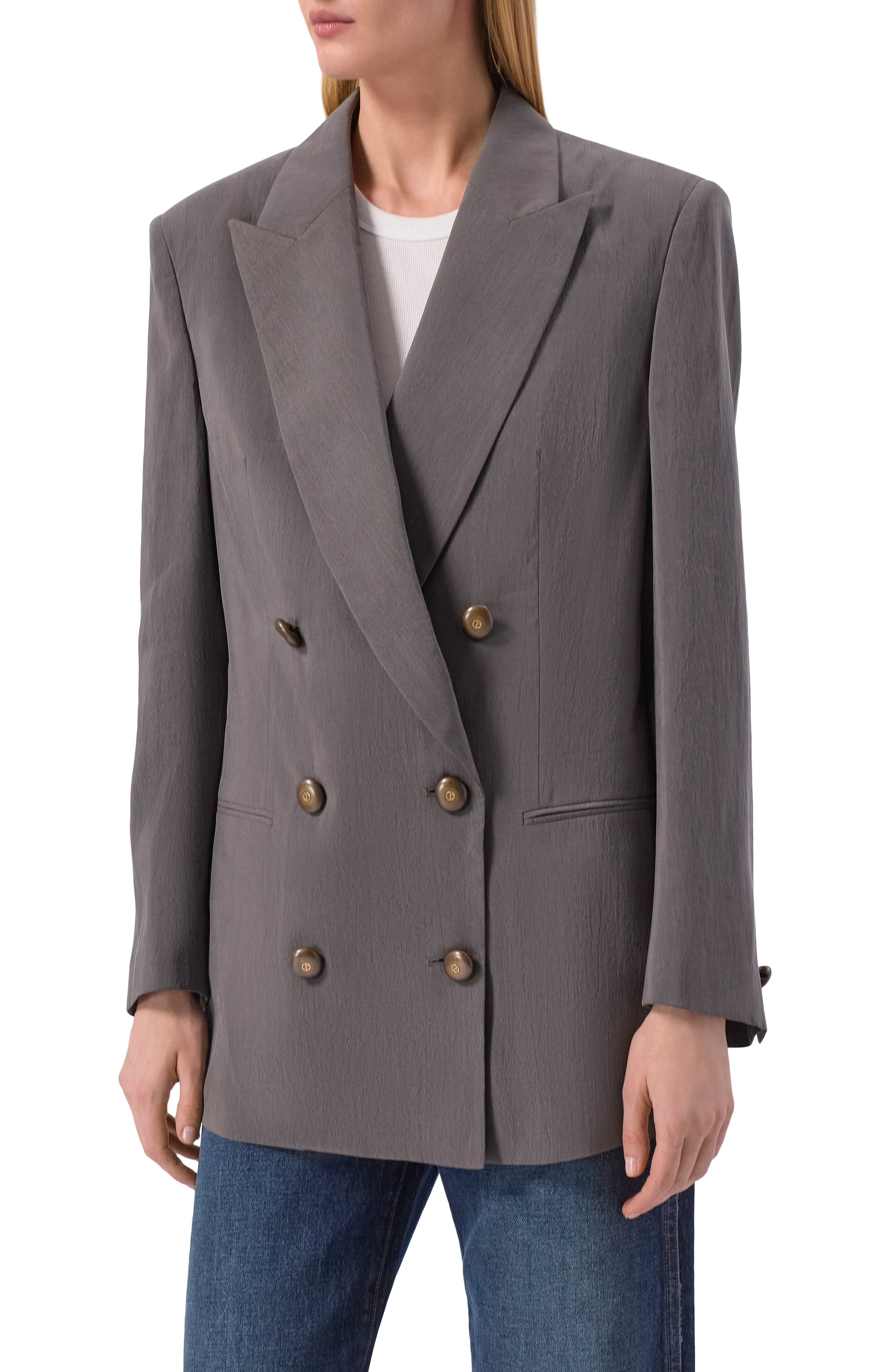 Шелковый жакет GIORGIO ARMANI серого цвета по цене 499500 руб., арт. GW002955/TE13824, фото 3 Шелковый жакет GIORGIO ARMANI, арт. GW002955/TE13824, фото 3