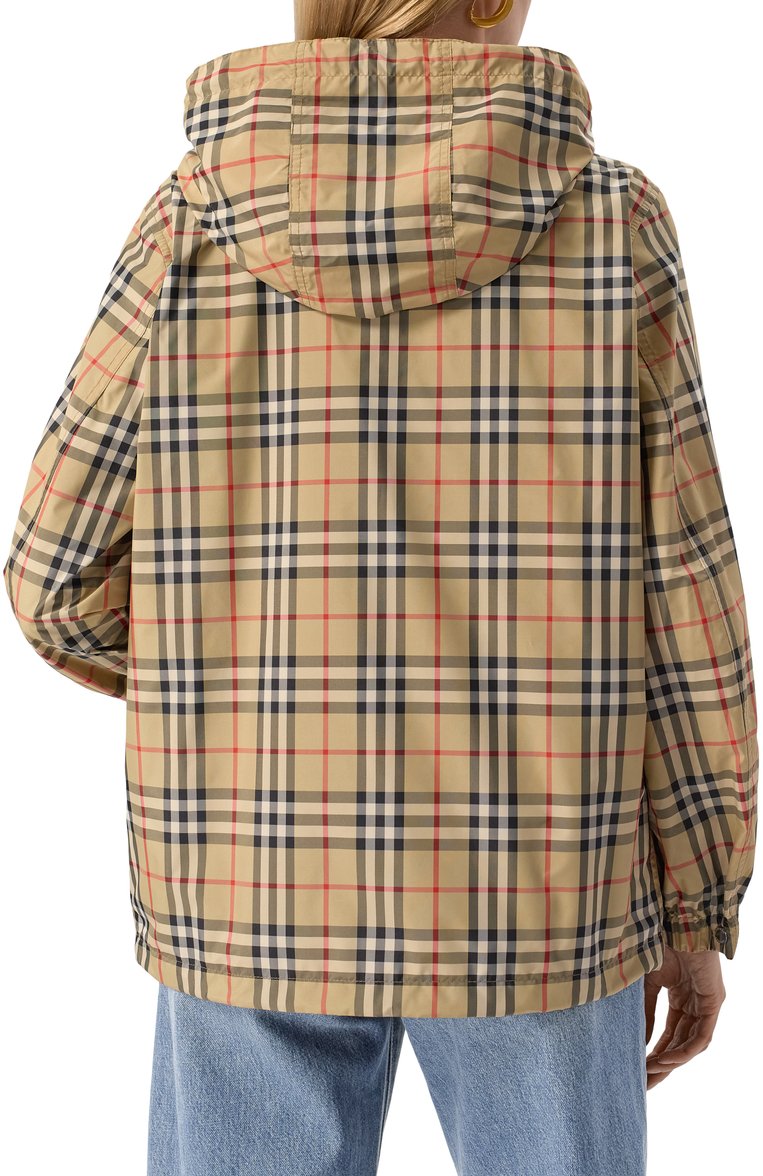 Женская ветровка BURBERRY бежевого цвета, арт. 8113051 | Фото 4 (Рукава: Длинные; Материал подклада: Синтетический материал; Длина (верхняя одежда): Короткие; Материал внешний: Синтетический материал; Кросс-КТ: Ветровки, Куртка; Стили: Кэжуэл)