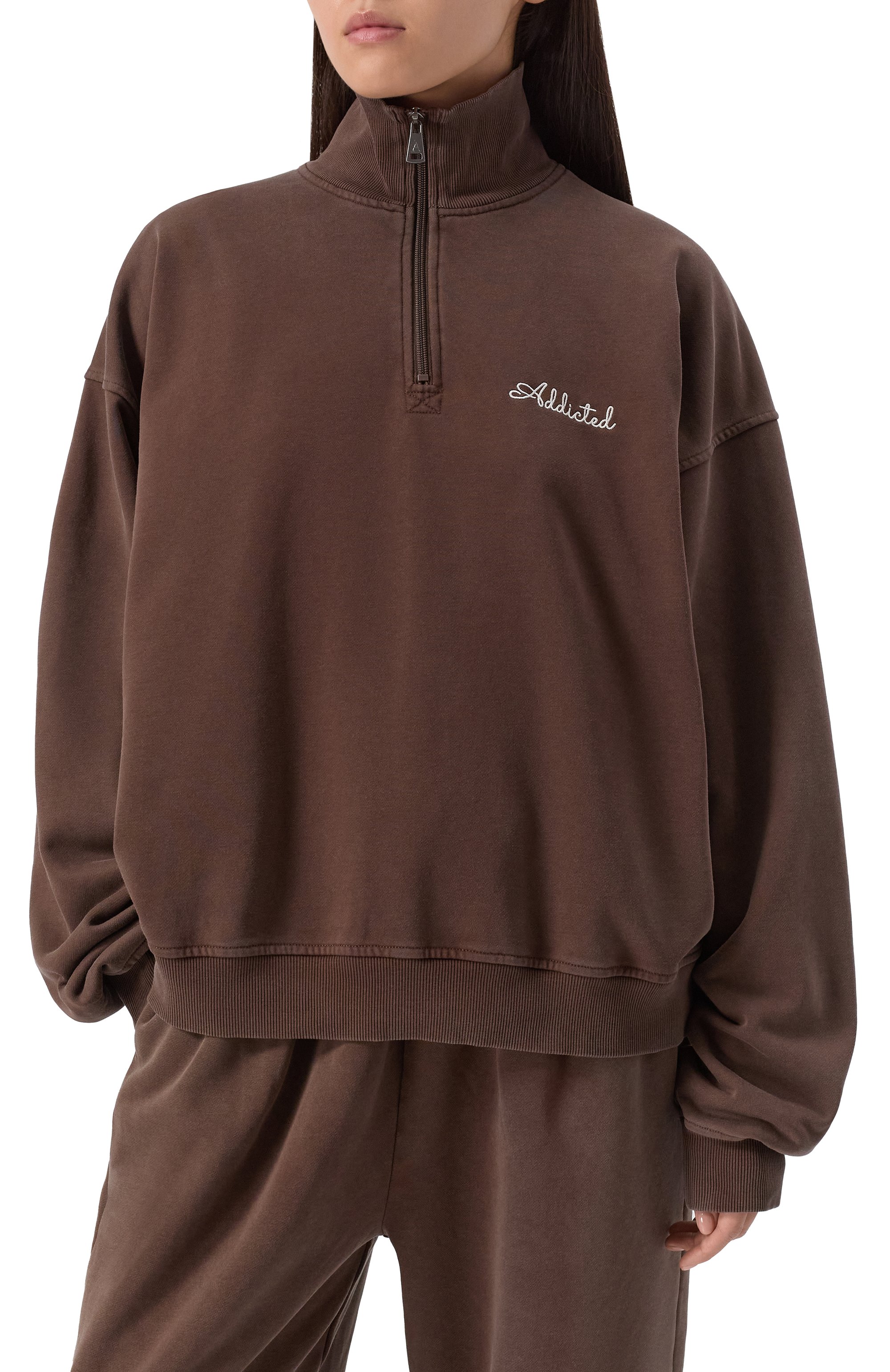 Хлопковый свитшот ADDICTED коричневого цвета по цене 26800 руб., арт. FT2401, фото 3 Хлопковый свитшот ADDICTED, арт. FT2401, фото 3