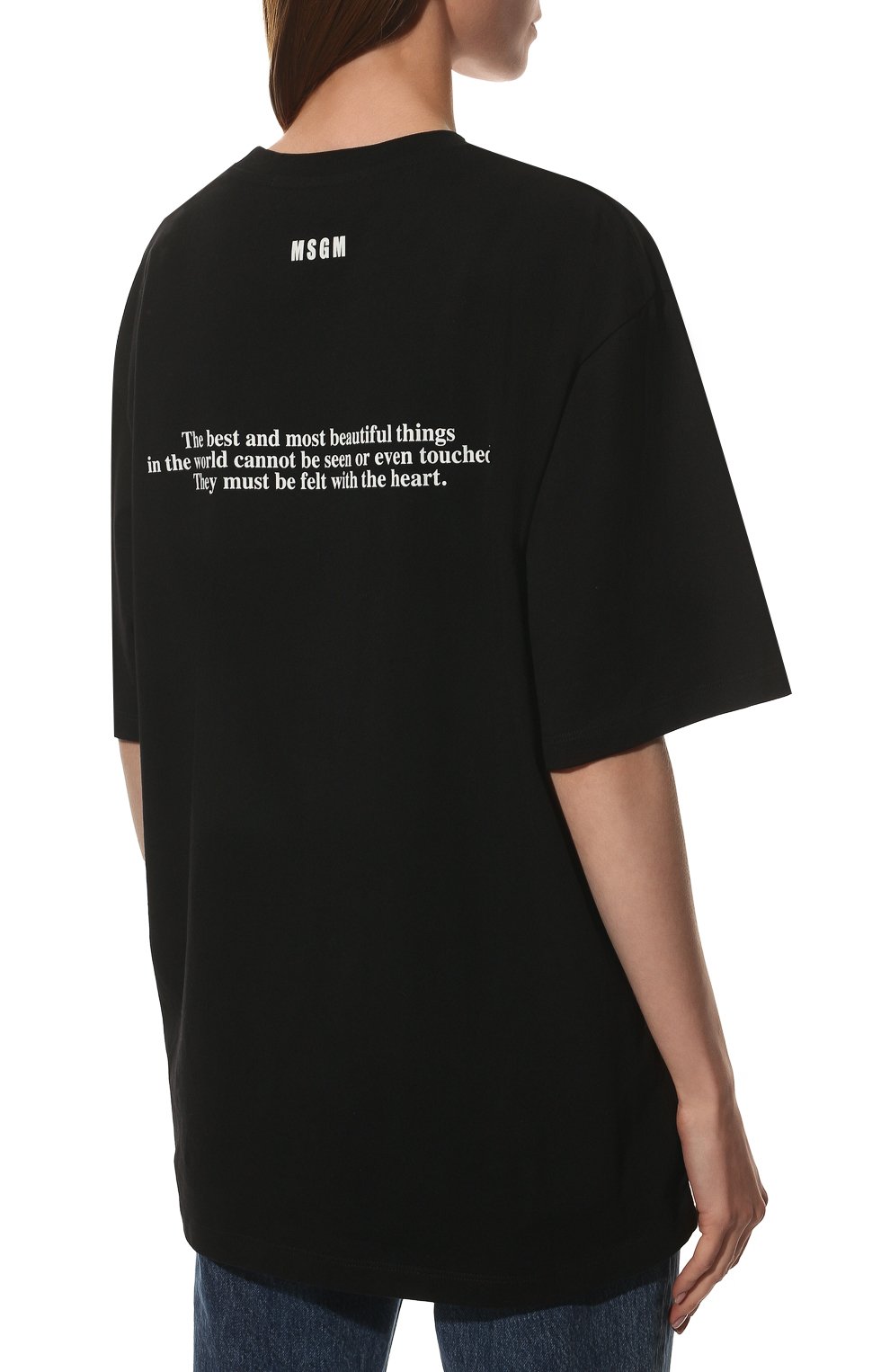 Хлопковая футболка MSGM черного цвета по цене 17250 руб., арт. 3241MDM168 227298, фото 4 Хлопковая футболка MSGM, арт. 3241MDM168 227298, фото 4