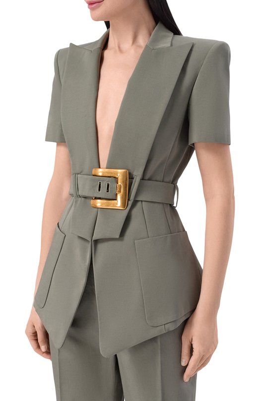 Хлопковый жакет Balmain GF0SB225/CG65 Хаки  GF0SB225/CG65 Фото 3