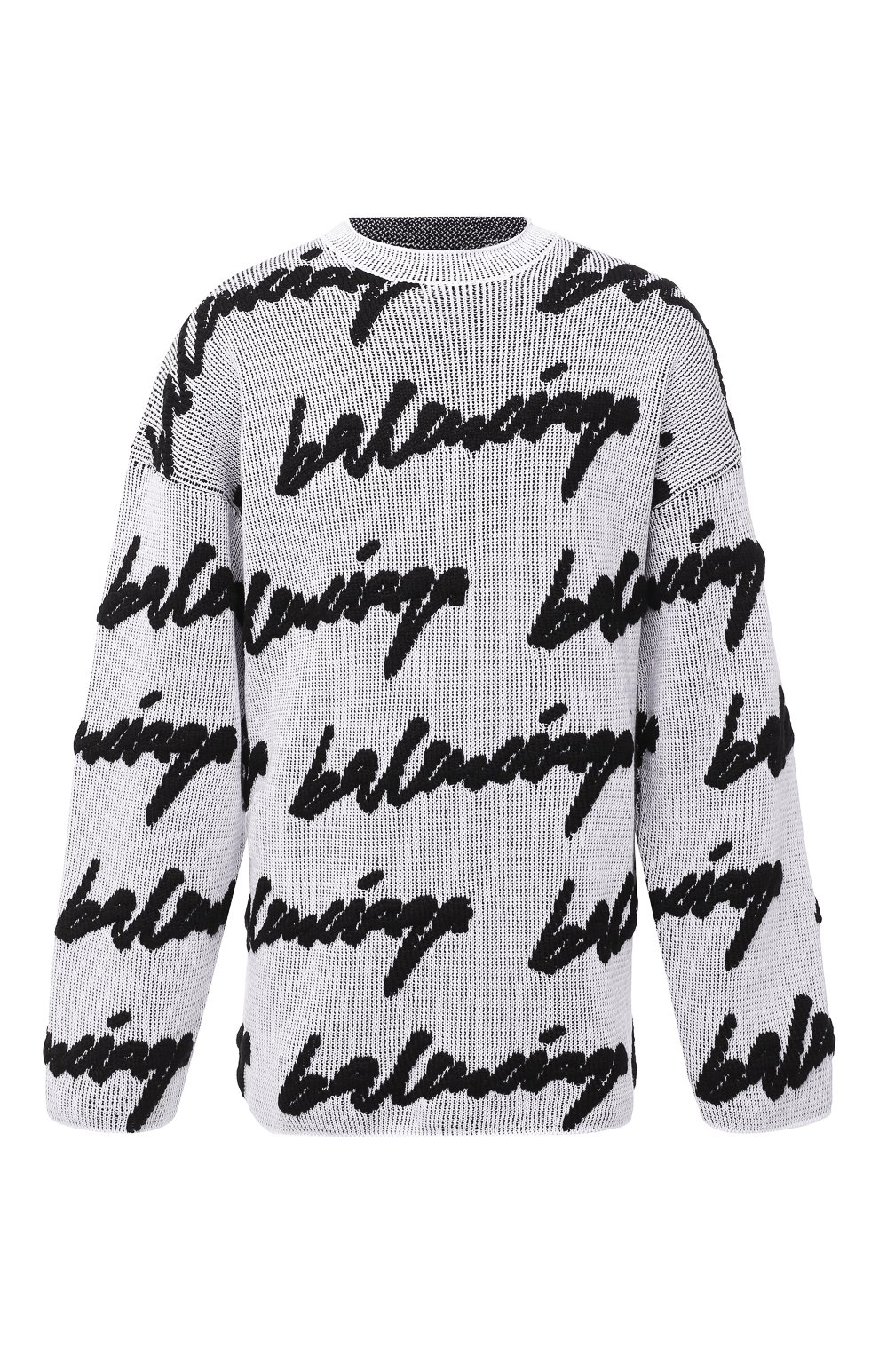Свитер из хлопка и шерсти BALENCIAGA черно-белого цвета по цене 89950 руб., арт. 625985/T3180, фото 1 Свитер из хлопка и шерсти BALENCIAGA, арт. 625985/T3180, фото 1
