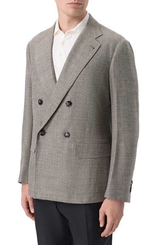 Пиджак из шелка и льна Giorgio Armani GM003526/TE20785 Серый  GM003526/TE20785 Фото 3