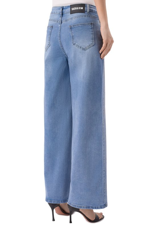 Джинсы с отделкой стразами Sasha Kim SK-00001793 Голубой  SK-00001793 Фото 4