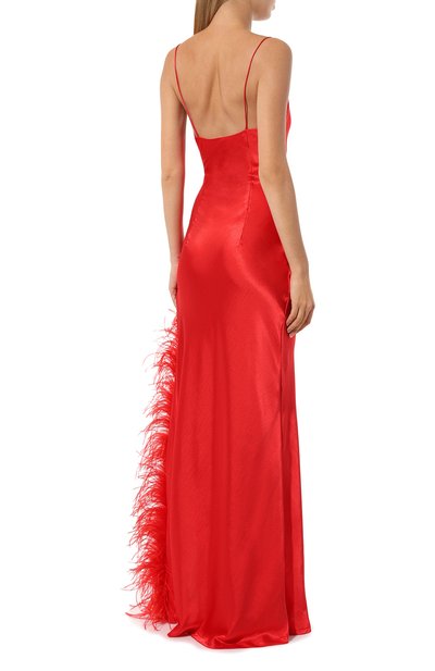 Атласное пл атье с отделкой перьями SASHA KIM, арт. УТ-00001314, фото 4