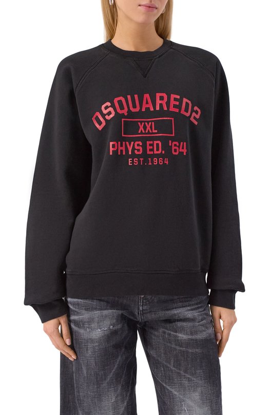 Хлопковый свитшот Dsquared2 S72GU0517/S25030 Чёрный  S72GU0517/S25030 Фото 3