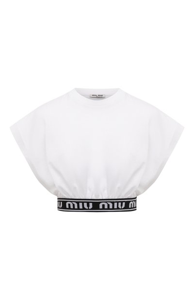 Женский хлопковый топ MIU MIU, арт. MJT632-1YIA-F0009