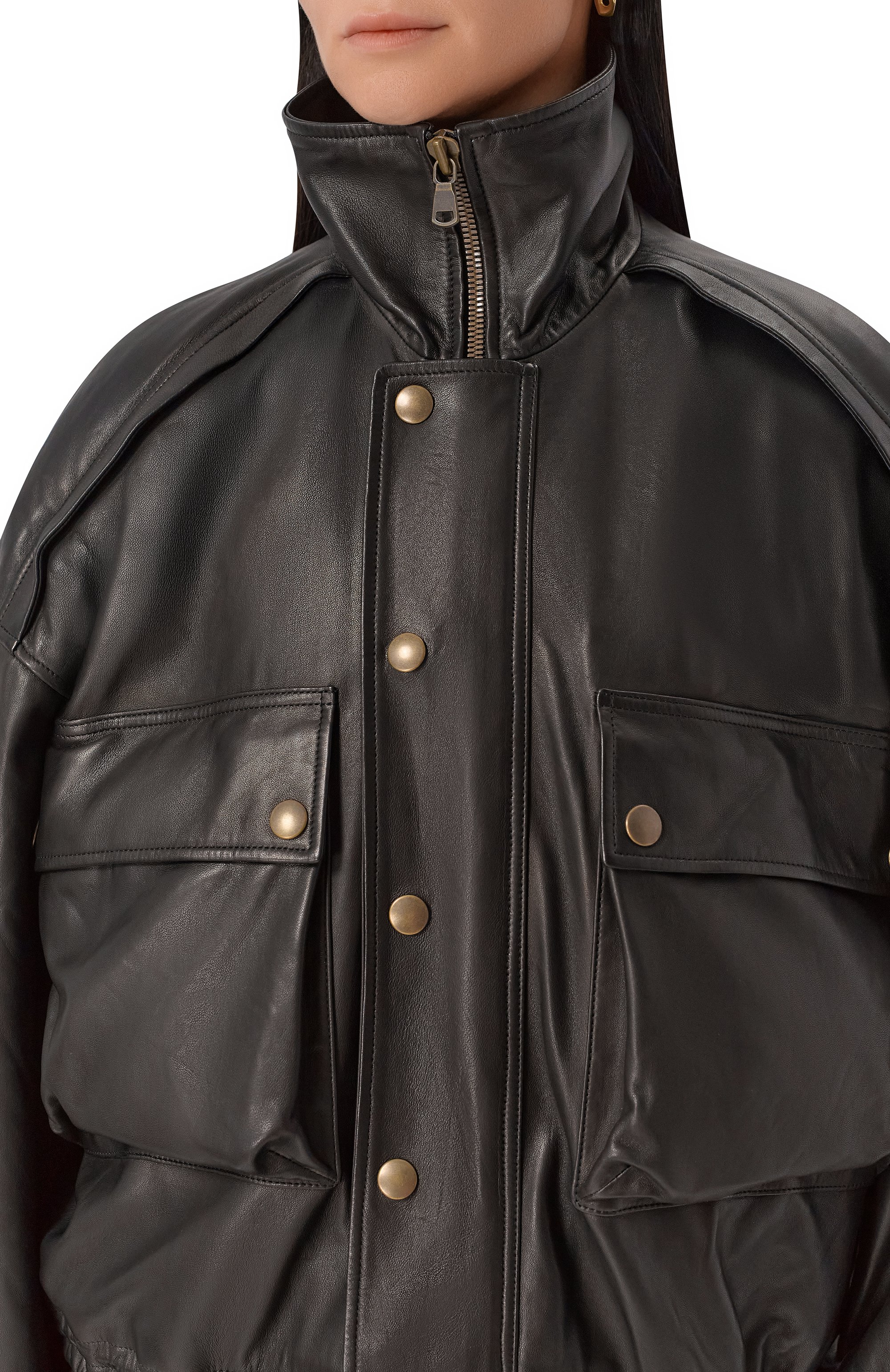 Кожаная куртка PETAR PETROV черного цвета по цене 496500 руб., арт. F25LJ8/NAPPA, фото 5 Кожаная куртка PETAR PETROV, арт. F25LJ8/NAPPA, фото 5