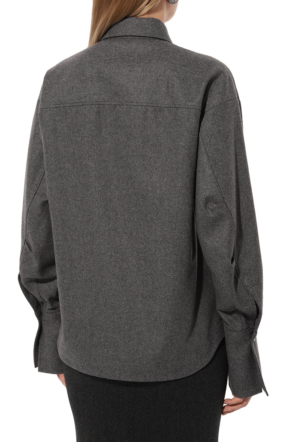 Шерстяная рубашка THE ATTICO серого цвета по цене 69950 руб., арт. 248WCH14, фото 4 Шерстяная рубашка THE ATTICO, арт. 248WCH14, фото 4