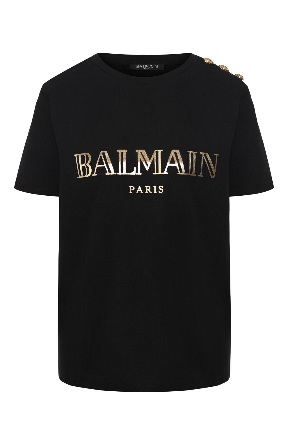 Хлопковая футболка BALMAIN черного цвета по цене 32950 руб., арт. RF11077/I042, фото 1 Хлопковая футболка BALMAIN, арт. RF11077/I042, фото 1