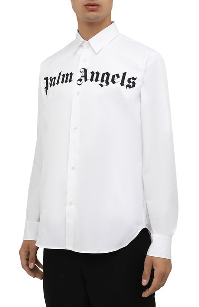 Хлопковая рубашка PALM ANGELS белого цвета по цене 46100 руб., арт. PMGA099F21FAB0010110, фото 3 Хлопковая рубашка PALM ANGELS, арт. PMGA099F21FAB0010110, фото 3