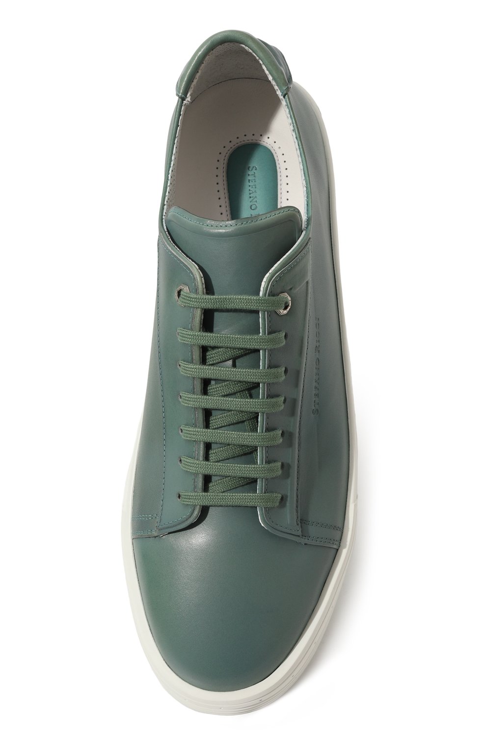 Кожаные кеды STEFANO RICCI зеленого цвета по цене 94150 руб., арт. UE23G6396/VT, фото 6 Кожаные кеды STEFANO RICCI, арт. UE23G6396/VT, фото 6