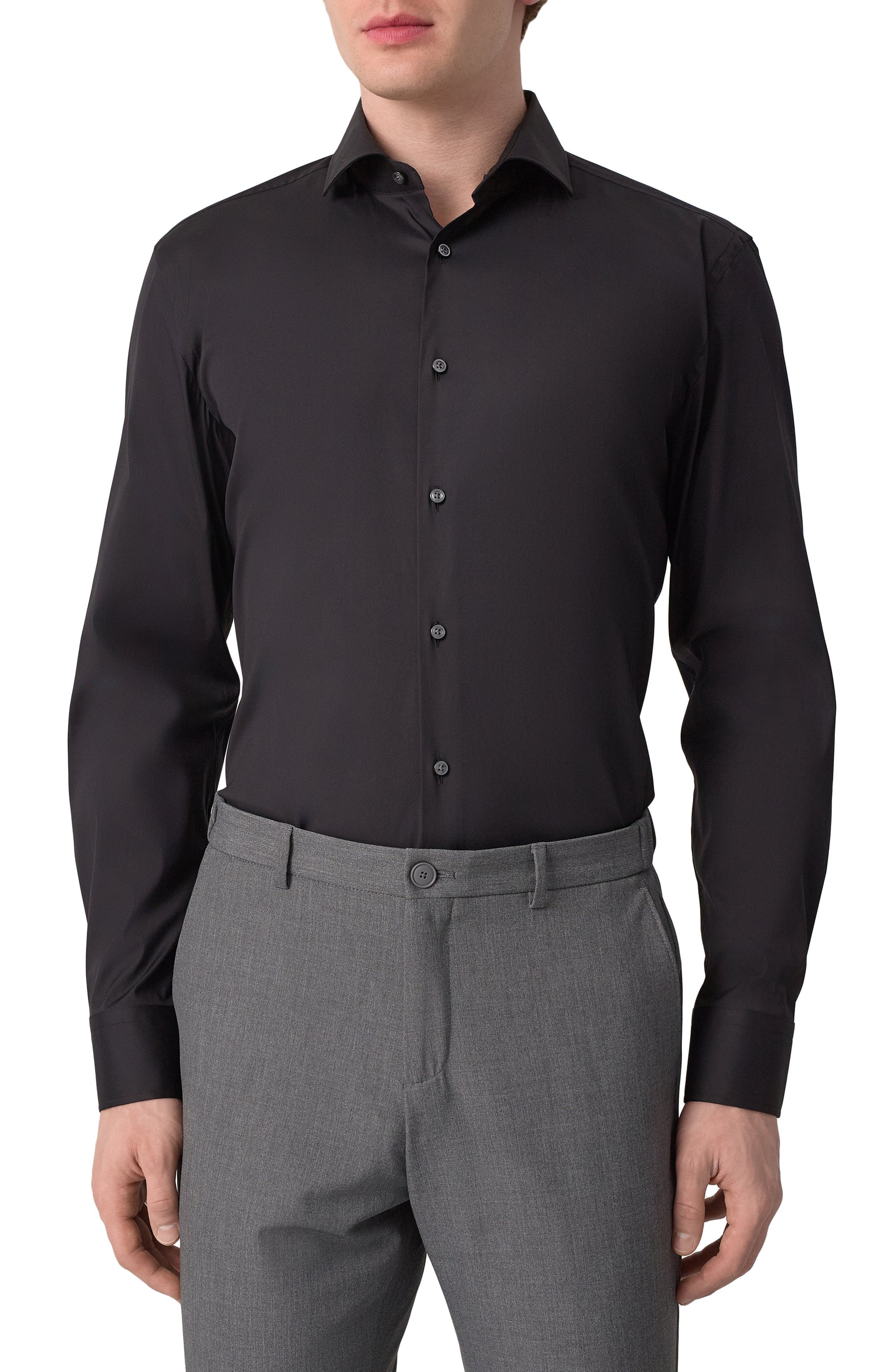 Хлопковая сорочка BOSS черного цвета по цене 17950 руб., арт. 50479915, фото 3 Хлопковая сорочка BOSS, арт. 50479915, фото 3