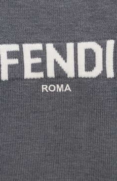 Детский шерстяной пуловер FENDI серого цвета, арт. JUG147/A0CH/3A-6A | Фото 3 (Материал внешний: Шерсть; Рукава: Длинные; Мальчики Кросс-КТ: Пуловер-одежда; Материал сплава: Проставлено; Драгоценные камни: Проставлено; Ростовка одежда: 7 лет | 122 см)