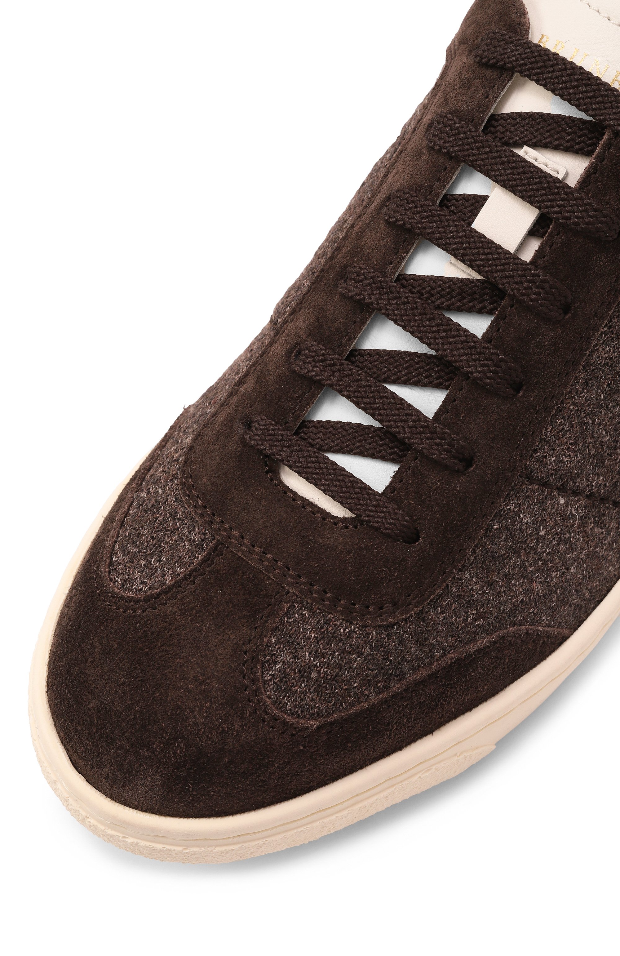 Текстильные кеды BRUNELLO CUCINELLI темно-коричневого цвета по цене 120500 руб., арт. MZUKVTN286, фото 7 Текстильные кеды BRUNELLO CUCINELLI, арт. MZUKVTN286, фото 7