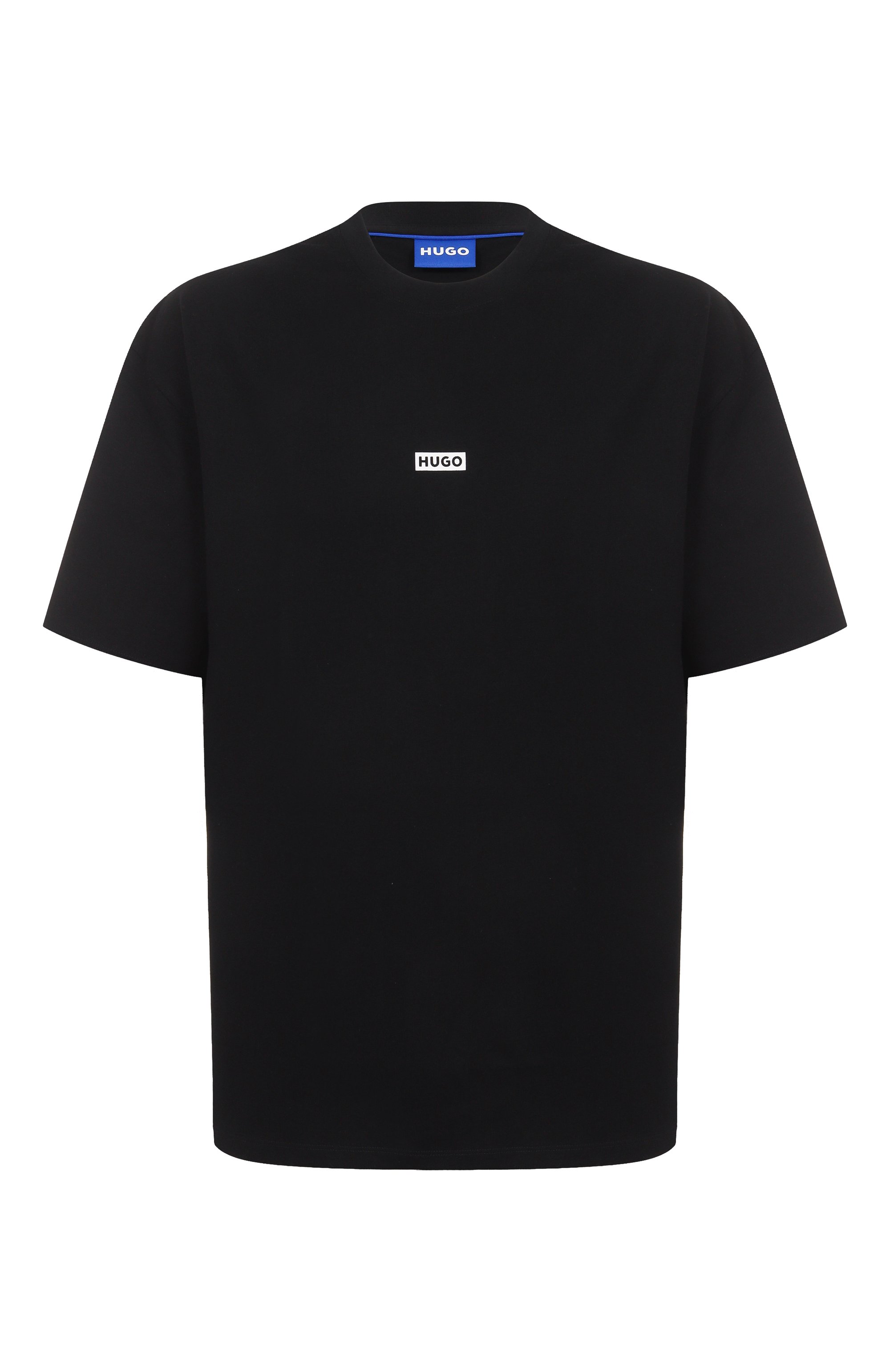 Хлопковая футболка HUGO BLUE черного цвета по цене 8295 руб., арт. 50509776, фото 1 Хлопковая футболка HUGO BLUE, арт. 50509776, фото 1