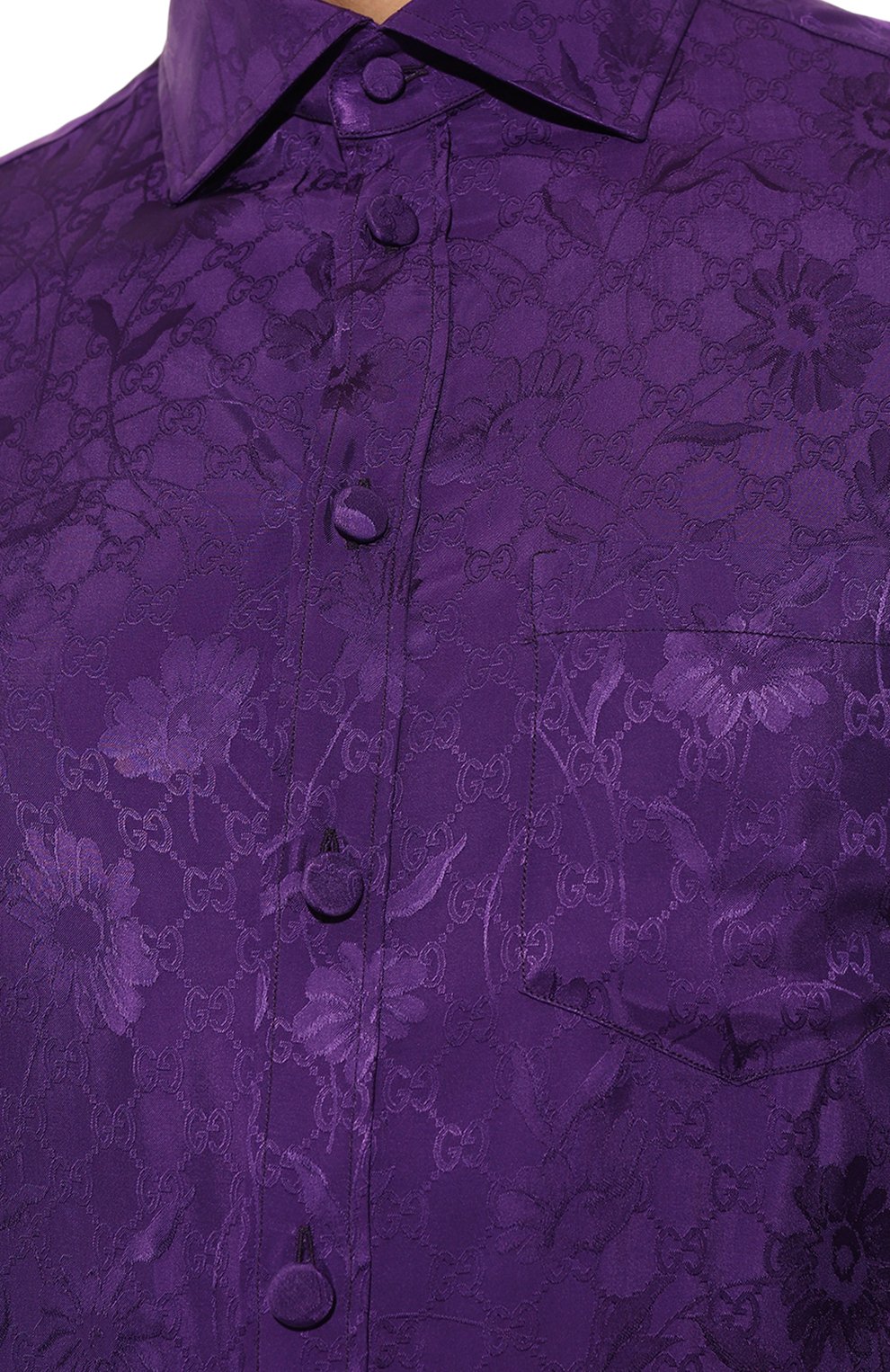 Рубашка из вискозы GUCCI фиолетового цвета по цене 122400 руб., арт. 587297 ZAA61, фото 5 Рубашка из вискозы GUCCI, арт. 587297 ZAA61, фото 5