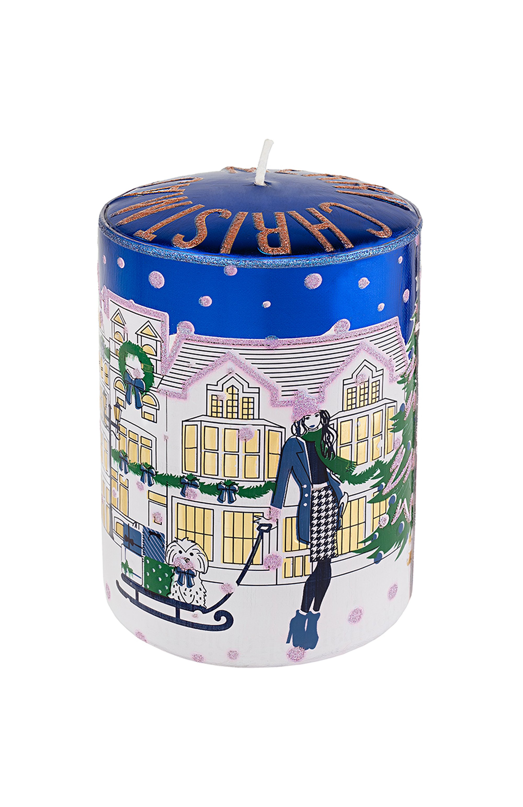 Интерьерная свеча xmas blue gold (15x10cm) PERNICI, арт. 8001962088534, фото 2