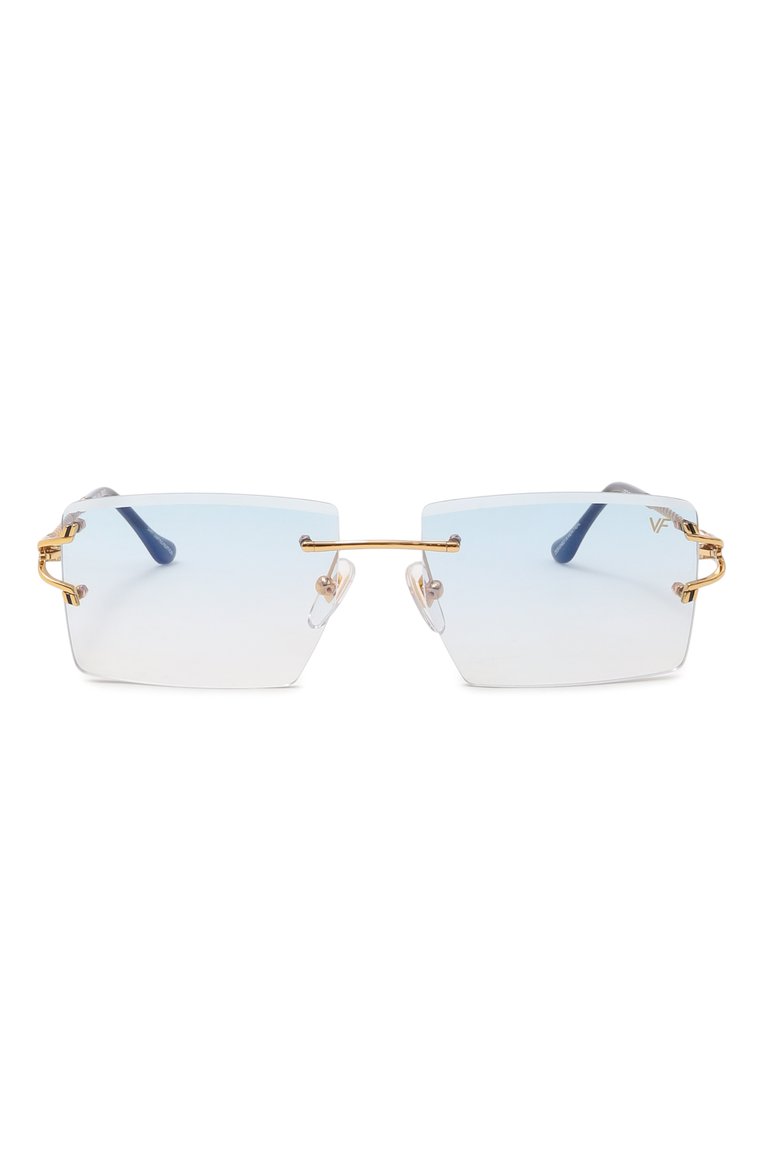Женские солнцезащитные очки VINTAGE FRAMES голубого цвета, арт. IC0N YELL0W G0LD/SKY BLUE | Фото 3 (Региональные ограничения белый список (Axapta Mercury): Не проставлено; Нос: Не проставлено; Материал: Металл; Тип очков: С/з; Оптика Гендер: оптика-женское; Очки форма: Прямоугольные, Безоправные)