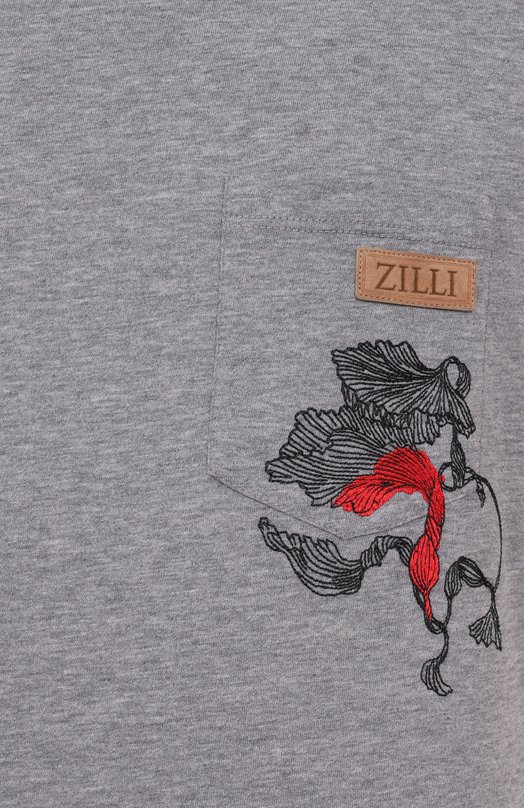 Футболка из хлопка и шелка Zilli TSR02LM0107VFWE00 Серый  TSR02LM0107VFWE00 Фото 6