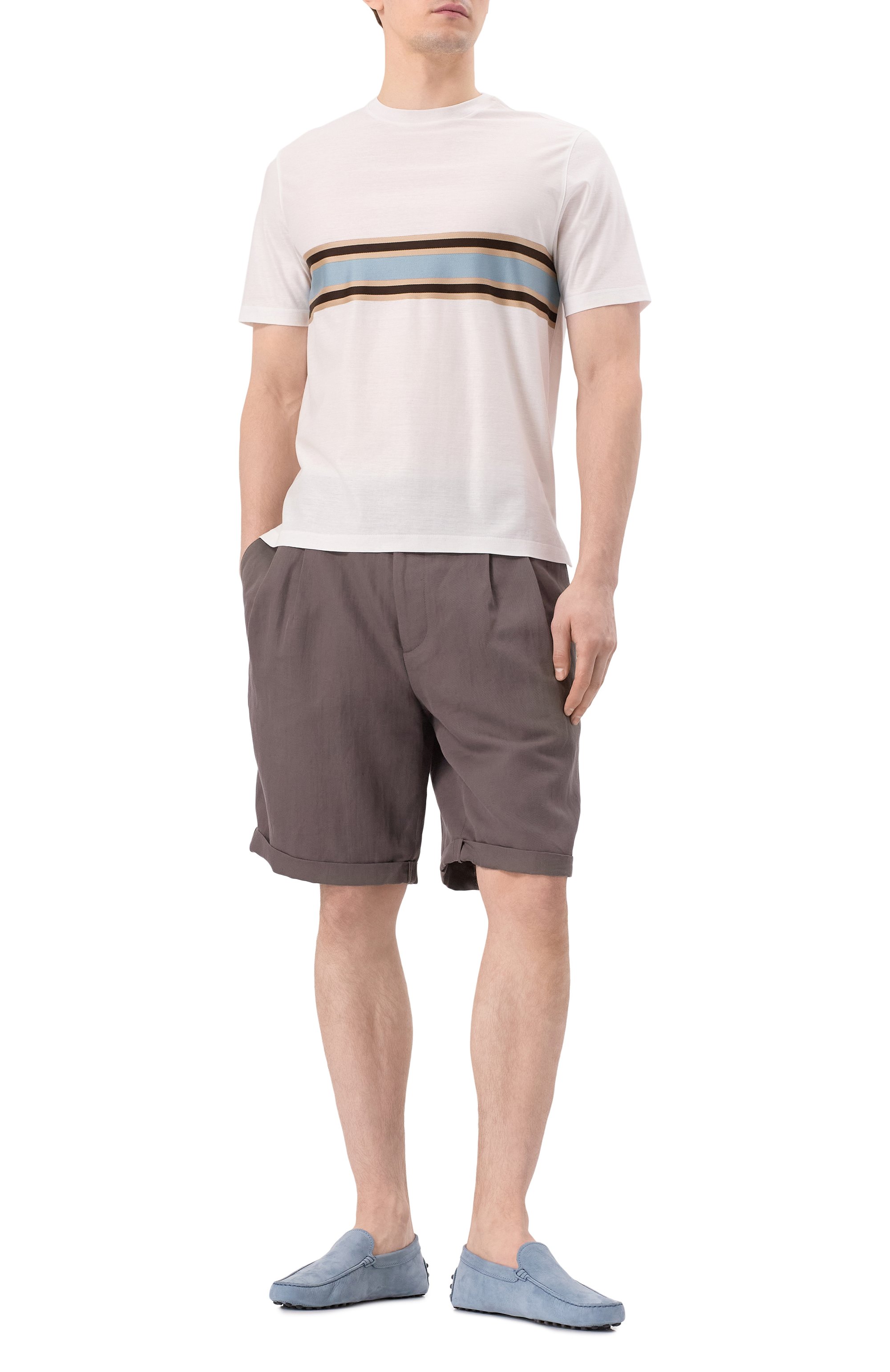 Шорты изо льна и хлопка BRUNELLO CUCINELLI, арт. MH255U0020, фото 2