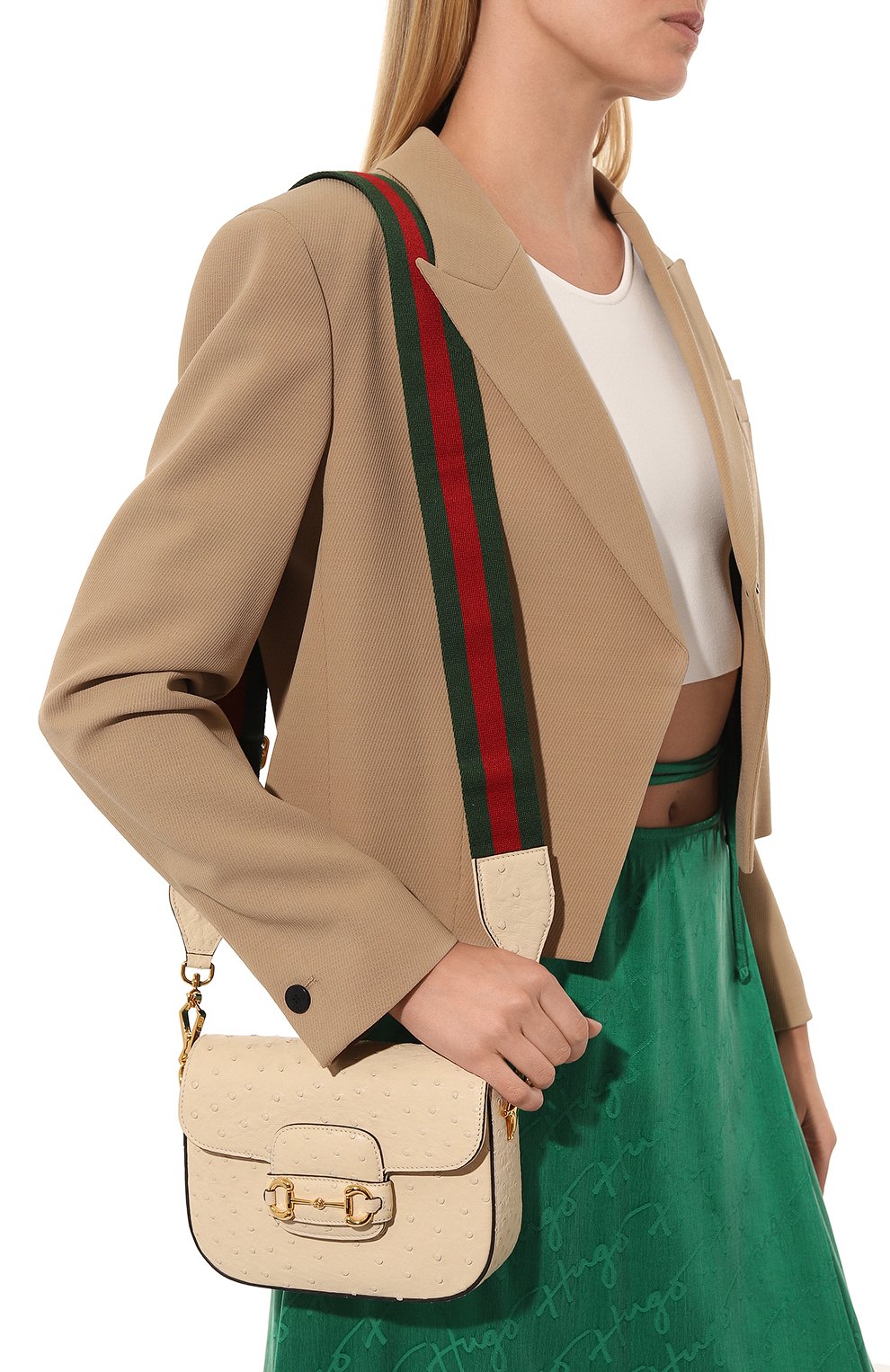 Сумка 1955 horsebit mini из кожи страуса GUCCI, арт. 658574 EY0DG, фото 2