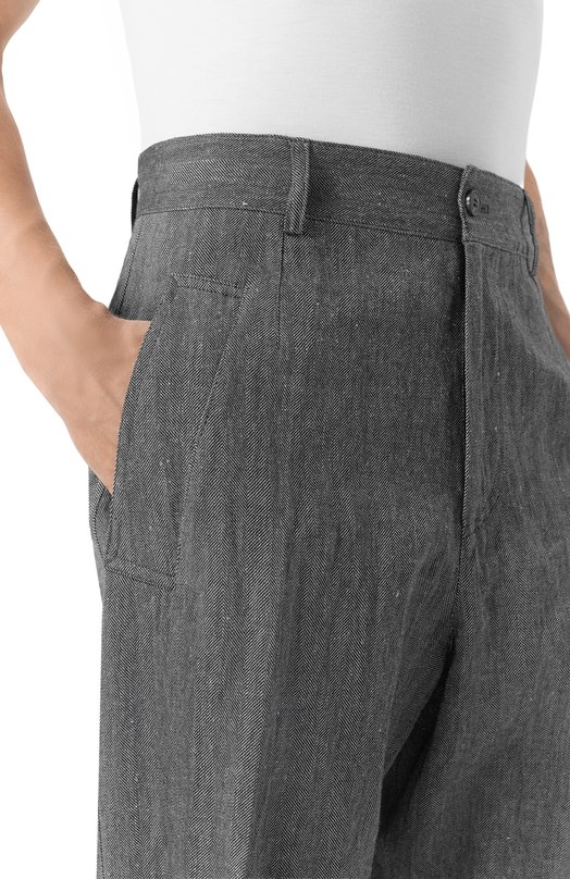 Брюки из хлопка и льна Dries Van Noten 020917/3131 Серый  020917/3131 Фото 5