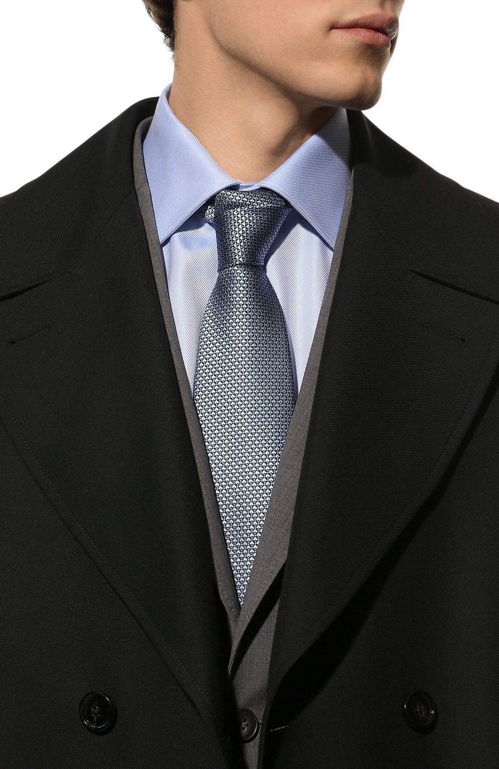 Шелковый галстук ZEGNA голубого цвета по цене 19950 руб., арт. Z3W00T/1XW, фото 2 Шелковый галстук ZEGNA, арт. Z3W00T/1XW, фото 2