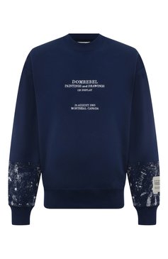 Мужской хлопковый свитшот DOMREBEL темно-синего цвета, арт. THE BEGINNING/SWEATSHIRT | Фото 1 (Рукава: Длинные; Длина (для топов): Стандартные; Принт: С принтом; Мужское Кросс-КТ: свитшот-одежда; Материал сплава: Проставлено; Материал внешний: Хлопок; Стили: Спорт-шик; Драгоценные камни: Проставлено)