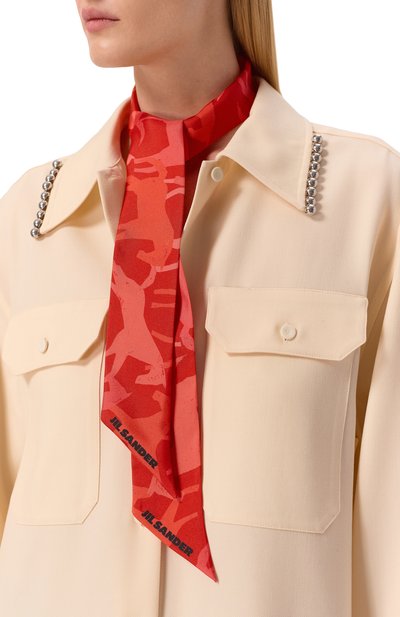 Шелковый шарф-твилли JIL SANDER красного цвета по цене 32900 руб., арт. J53TF0005/J40084, фото 2 Шелковый шарф-твилли JIL SANDER, арт. J53TF0005/J40084, фото 2