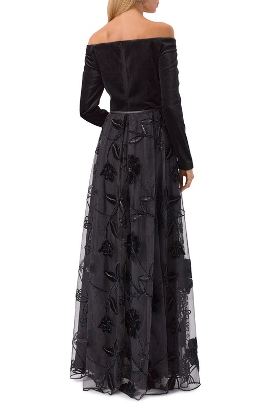 Комбинированное платье Elie Saab D0799NP25/TUV01 Чёрный  D0799NP25/TUV01 Фото 4