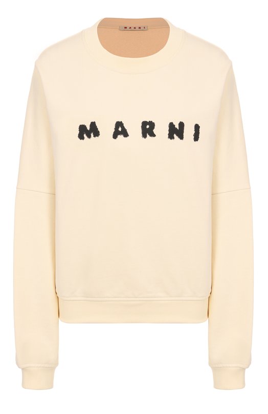 Хлопковый свитшот Marni FLJE0185P7/USCX43 Кремовый FLJE0185P7/USCX43