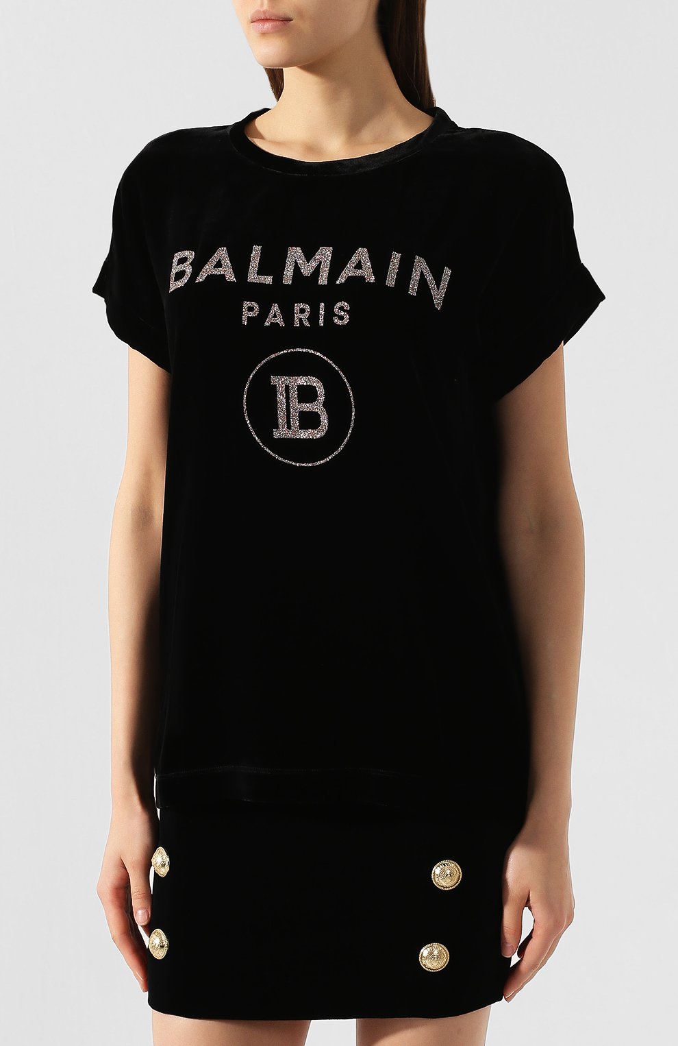 Футболка из смеси вискозы и шелка BALMAIN, арт. SF10447/V067, фото 3