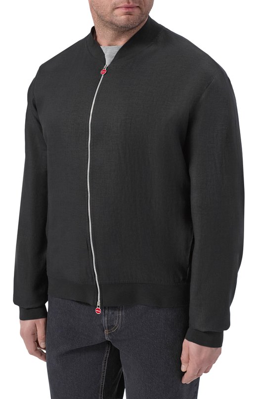 Льняной бомбер Kiton UG0001H0969003 Чёрный  UG0001H0969003 Фото 3